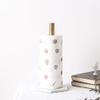 31cm Nordic Retro Marble Grain Texture for Kitchen Towel Toilet Roll Paper Holder Ceramics Vertical Desktop Dishcloth Storage,Gold view 3