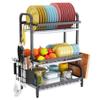 1Easylife Dish Drying Rack, 3 Tier Dish Rack with Tray Utensil Holder, Large Capacity Dish Drainer with Cutting Board Holder Drain Board Tray for Kitchen Counter Organizer Storage (Gray) view 1
