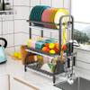 1Easylife Dish Drying Rack, 3 Tier Dish Rack with Tray Utensil Holder, Large Capacity Dish Drainer with Cutting Board Holder Drain Board Tray for Kitchen Counter Organizer Storage (Gray) view 2