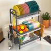 1Easylife Dish Drying Rack, 3 Tier Dish Rack with Tray Utensil Holder, Large Capacity Dish Drainer with Cutting Board Holder Drain Board Tray for Kitchen Counter Organizer Storage (Gray) view 3