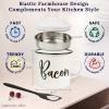 Bacon Grease Container with Strainer - With Food-Grade Silicone Spatula , 46oz Large Enamel Rustic Farmhouse Fat Container , Keeper , Recipes , Dishwasher Safe view 3