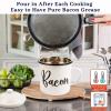 Bacon Grease Container with Strainer - With Food-Grade Silicone Spatula , 46oz Large Enamel Rustic Farmhouse Fat Container , Keeper , Recipes , Dishwasher Safe view 4