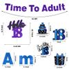 WATINC 42pcs 18th Blue Black Purple Birthday Banner Party Decoration, Time to Adult Hanging Garland Swirls Sign for 18 Years Old Boys Girls Bday Party Favor, Blue Black Purple Cake Topper Centerpieces view 3