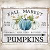 HOUVSSEN Fall Market Blue Pumpkin Sign Fall Wreath Decor with Quotes with Sayings Wooden Signs Decor Farmhouse 5x10 Wood Sign view 1