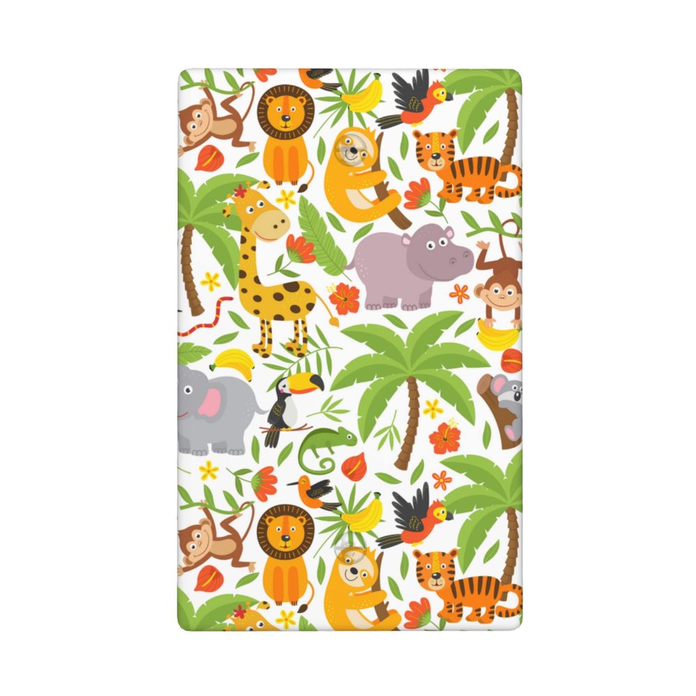 Jungle Animals Tiger Koala Giraffe Cute Blank Cover Wall Plate 1-Gang,Decorative Single Blank Switch Plate Cover For Kids Teens Boys Girls Room Decor 4.50" X 2.76"Inch