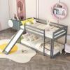 Bellemave Low Bunk Beds Twin Over Twin Bunk Bed with Slide Wood Beds Frame for 2 Kids Boys Girls Teens, Gray view 2