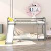 Bellemave Low Bunk Beds Twin Over Twin Bunk Bed with Slide Wood Beds Frame for 2 Kids Boys Girls Teens, Gray view 3