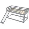 Bellemave Low Bunk Beds Twin Over Twin Bunk Bed with Slide Wood Beds Frame for 2 Kids Boys Girls Teens, Gray view 4