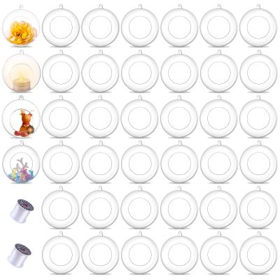 40 Pcs Hanging Tealight Holders Globes: Romadedi Fillable Acrylic Bulk Hanging Tea Light Ball, Bulb 3.15'' Ornaments Fillable for Party Wedding Centerpiece Christmas Home Decorations DIY