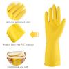 IUCGE Yellow+Blue Rubber Gloves, 4 Pairs, Small, Reusable, Anti-slip Design, Protective Gloves view 2