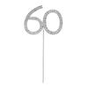 ABOOFAN Rhinestone 60Th Cake Topper Heart-Shaped Insert Silver Alloy Number 60 Decoration for Birthday Anniversary Party 4.7 Inch view 1