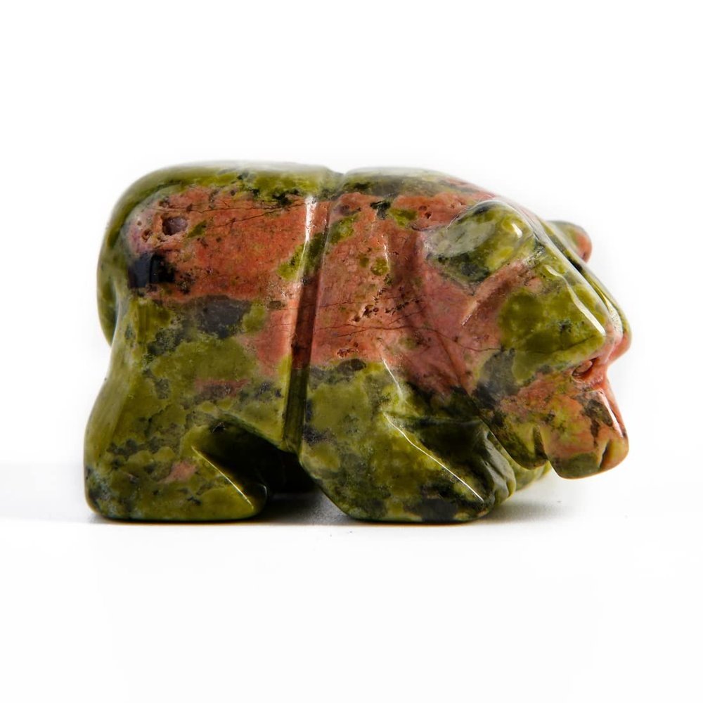 YGLINE 1.5" Hand Carved Mixed Gemstone Crystal Bear Figurine Animal Carving