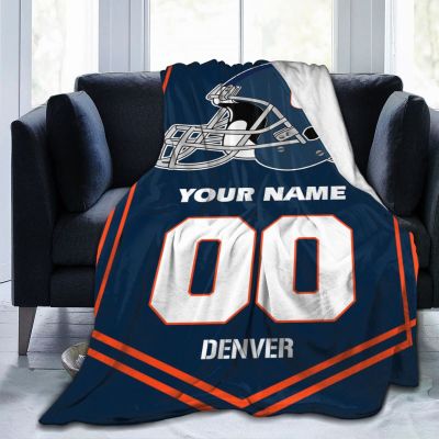 JCETUNO City Custom Football Blanket with Name Number, DIY Football Blanket Personalized Flannel Throw Blankets for Birthday Christmas Football Sports Fan Gifts, Denver, W50 xL60
