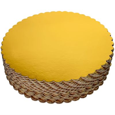 25-Pack 10 inch Sturdy Round Cake Boards, Gold Cardboard Cake Circles Plate Scalloped Base,Pack of 25 (Gold)