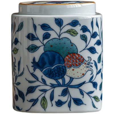 3inch Ceramic Portable Sealed Tea Caddy Retro Tea Set Storage Tea Jar Tea Ceremony