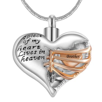 CCZUL A Piece of My Heart Lives in Heaven Memorial Urn Heart Cremation Necklace,Men/Women Pendant Keepsake Jewelry
