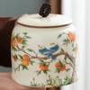 4.5inch Persimmon Bird Pattern Ceramic Tea Caddy Sealed Tea Cans Storage Jar Home Decor view 1