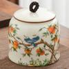 4.5inch Persimmon Bird Pattern Ceramic Tea Caddy Sealed Tea Cans Storage Jar Home Decor view 3