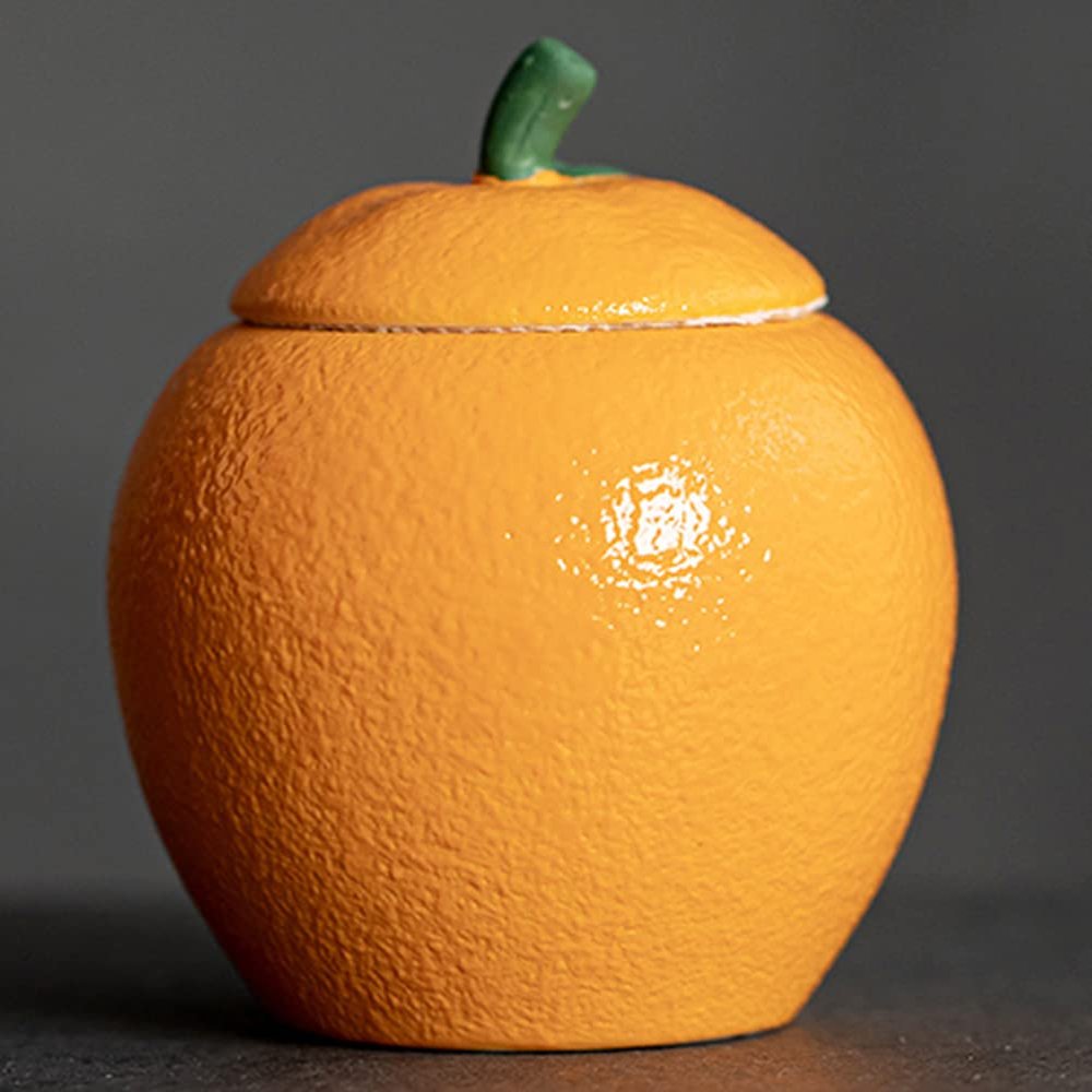 3.3inch Creative Orange Shape Tea Jar Ceramic Household Storage Tea Caddy Tea Set