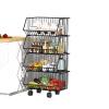 SRHWBF 2/3/4/5 Tier Metal Wire Storage Baskets Toy Organizer Basket Shelf with Wheel Adjustable Rolling Cart Hanging Fruit Storage Baskets for Bedroom Kitchen Bathroom (4 50cm/19.68in) view 1
