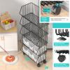 SRHWBF 2/3/4/5 Tier Metal Wire Storage Baskets Toy Organizer Basket Shelf with Wheel Adjustable Rolling Cart Hanging Fruit Storage Baskets for Bedroom Kitchen Bathroom (4 50cm/19.68in) view 3