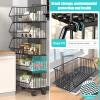 SRHWBF 2/3/4/5 Tier Metal Wire Storage Baskets Toy Organizer Basket Shelf with Wheel Adjustable Rolling Cart Hanging Fruit Storage Baskets for Bedroom Kitchen Bathroom (4 50cm/19.68in) view 4