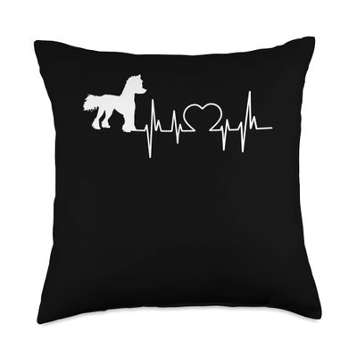 99 Gifts Chinese Crested Love Chinese Crested Dog Heartbeat Throw Pillow, 18x18, Multicolor
