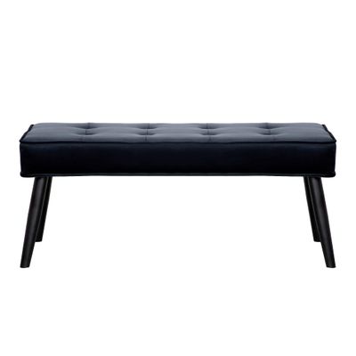 WO Home Furniture Highland Tuffed Velvet Upholstered Bench, Velvet Navy Blue