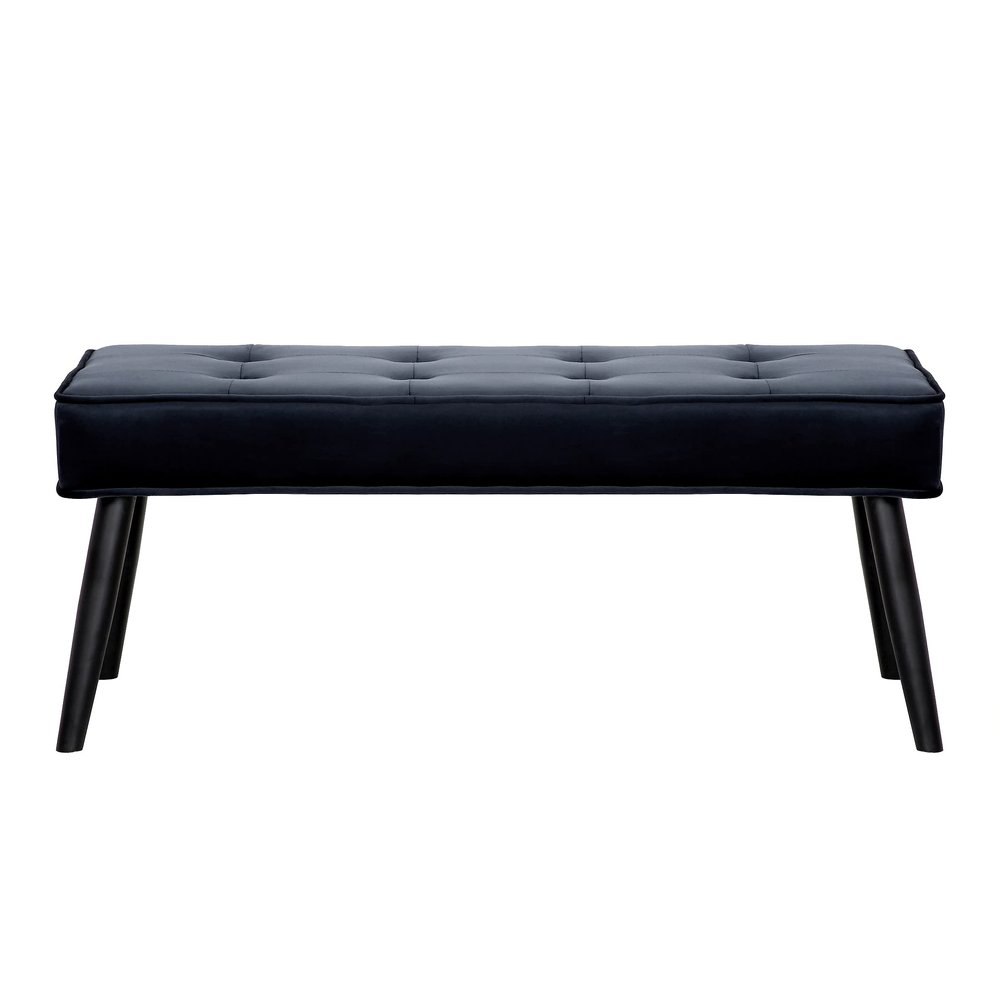 WO Home Furniture Highland Tuffed Velvet Upholstered Bench, Velvet Navy Blue
