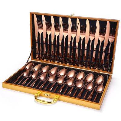 20-piec Silverware Set, Stainless Steel Flatware Set For 9, Mirror Polished Utensil Set For Kitchen, Dishwasher Safe (Color : Rose gold, Size : 36 PCS)