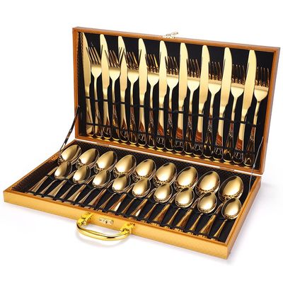 20-piec Silverware Set, Stainless Steel Flatware Set For 9, Mirror Polished Utensil Set For Kitchen, Dishwasher Safe (Color : Gold, Size : 36 PCS)