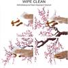 Japanese Square Table cove, Branch of a Flourishing Sakura Tree Flowers Cherry Blossoms Spring Theme Art, Elastic edge, Can wipe indoor/outdoor dining table cover, for 44"x44" square table Pink Brown view 3