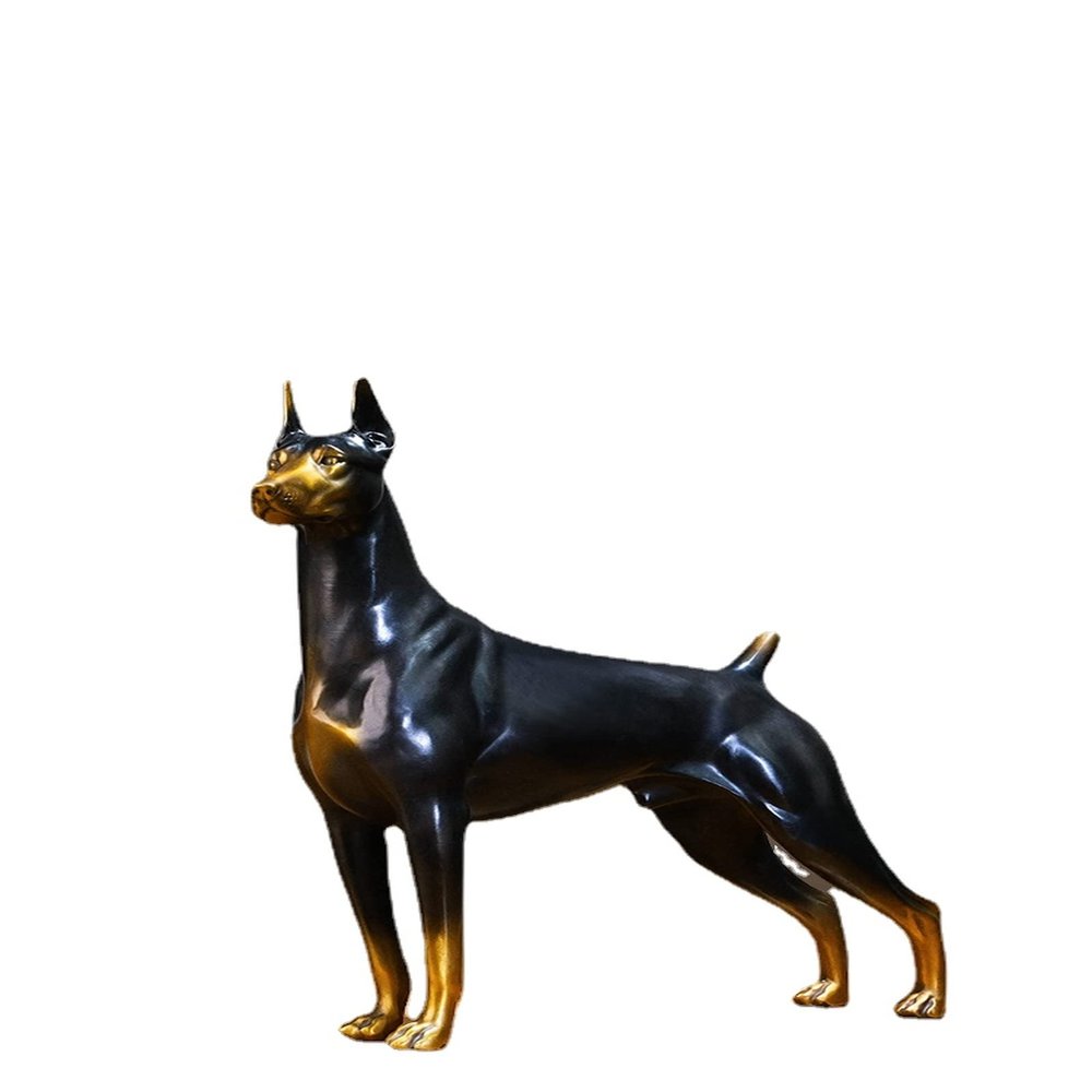 Brass Doberman Pinscher Miniatures Figurines Entrance Desk Ornaments,Copper Pet Animal Dog Home Decor Crafts,Study Office Sculpture Decoration Gifts
