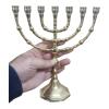 7 Seven - Candel Branched Menorah, Gold Brass Candelabra - 9" Tall Classic Design for Home Decor view 3