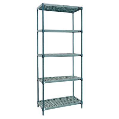 Quantum Storage Systems WR74-1848WPM-5 Wire Plastic Mat Shelving Unit, Carbon Steel, Epoxy Coated, Green/Polymer, NSF