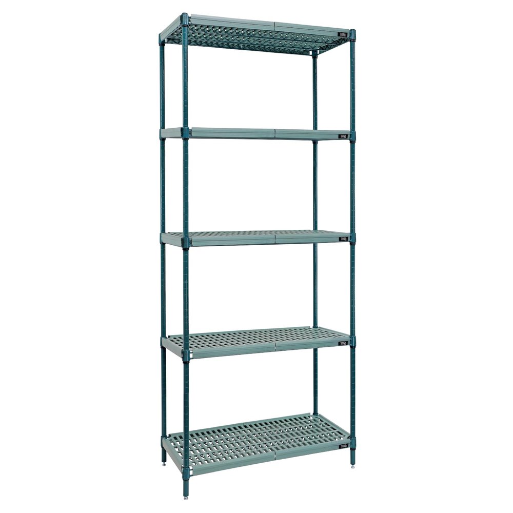 Quantum Storage Systems WR74-1848WPM-5 Wire Plastic Mat Shelving Unit, Carbon Steel, Epoxy Coated, Green/Polymer, NSF