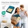 Waterproof Blanket Large  Soft and Cozy Leakproof Waterproof Throw Blanket Against Accidents, Water Proof & Stain Resistant Easy to Clean Throw Blanket Cover, Reversible Blue/Beige 80x90 view 4