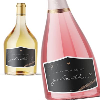 JoliCoon Wine Label, Will You Be My Godmother, for Wine Bottles