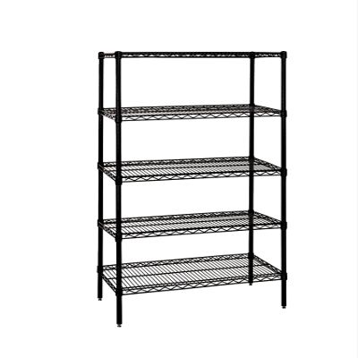 Quantum Storage Systems WR74-1830BK-5 Wire Shelving Starter Kit, 30" W x 18" D x 74" H, 600 lbs Capacity, Carbon Steel, Epoxy Coated, Black, NSF