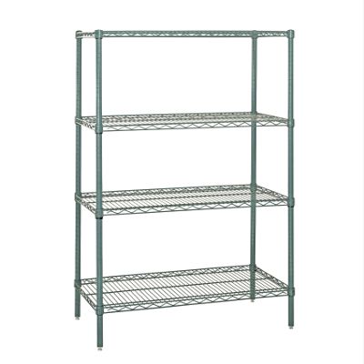 Quantum Storage Systems WR74-2154P Wire Shelving Starter Kit, 54" W x 21" D x 74" H, 600 lbs Capacity, Carbon Steel, Epoxy Coated, Green, NSF