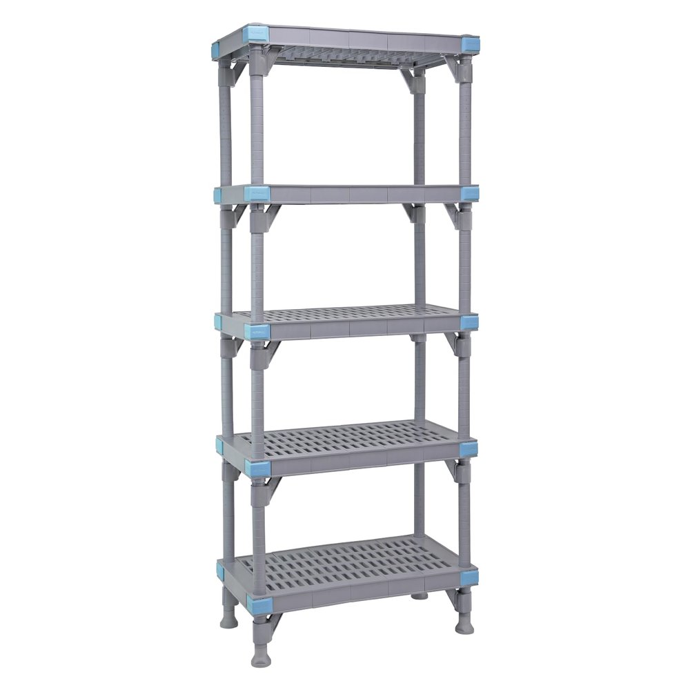 Quantum Storage Systems QP243650VS-5 Millenia Shelving Unit, 36" W x 24" D x 50" H, 2000 lbs Capacity, Polypropylene/ABS, Gray, NSF
