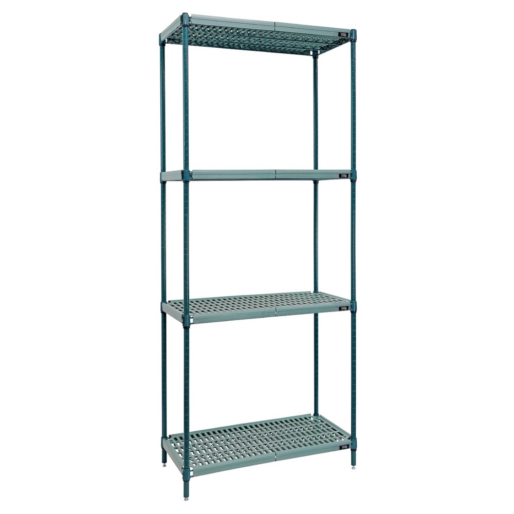 Quantum Storage Systems WR86-2430WPM Wire Plastic Mat Shelving Unit, Carbon Steel, Epoxy Coated, Green/Polymer, NSF