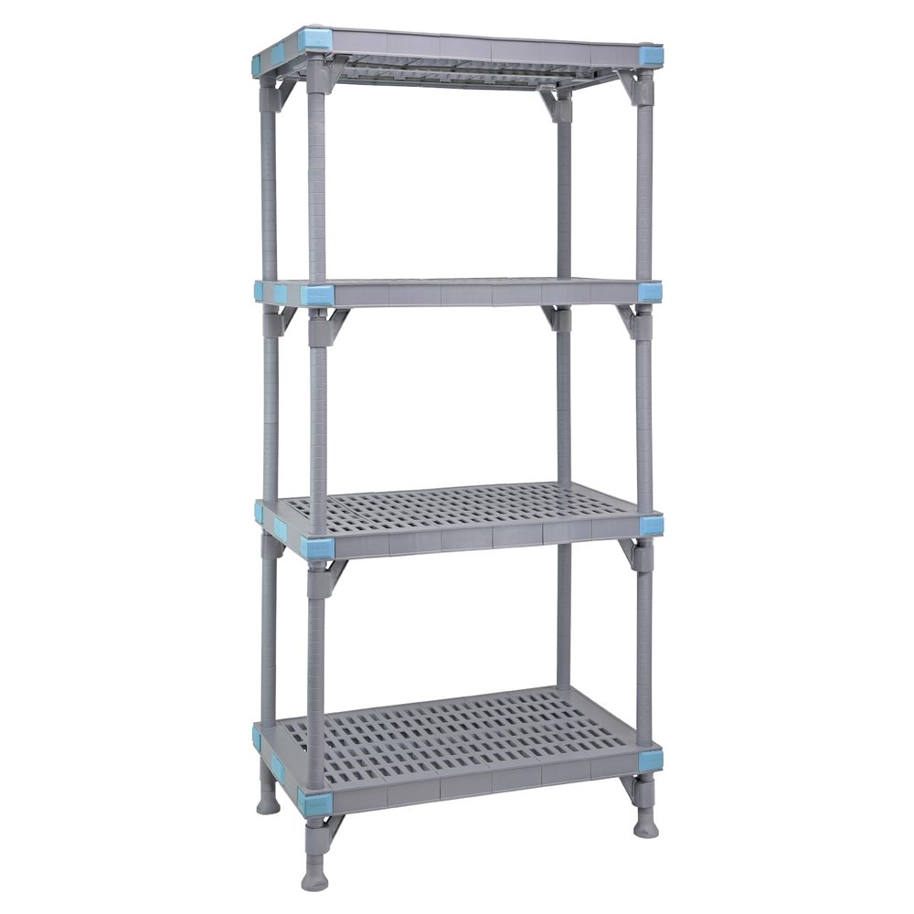 Quantum Storage Systems QP183662VS-4 Millenia Shelving Unit, 36" W x 18" D x 62" H, 2000 lbs Capacity, Polypropylene/ABS, Gray, NSF