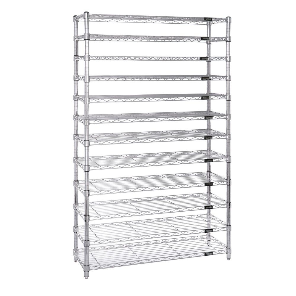 Quantum Storage Systems WR74-2448-110105RD Wire Heavy Duty 12 Shelves 110 Economy Red Bins 74" H x 48" W x 24" D