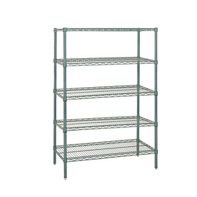 Quantum Storage Systems WR86-1430P-5 Wire Shelving Starter Kit, 30" W x 14" D x 86" H, 600 lbs Capacity, Carbon Steel, Epoxy Coated, Green, NSF