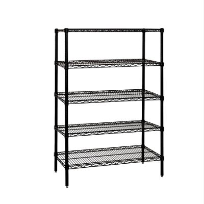 Quantum Storage Systems WR74-3648BK-5 Wire Shelving Starter Kit, 48" W x 36" D x 74" H, 600 lbs Capacity, Carbon Steel, Epoxy Coated, Black, NSF