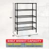 Quantum Storage Systems WR74-3648BK-5 Wire Shelving Starter Kit, 48" W x 36" D x 74" H, 600 lbs Capacity, Carbon Steel, Epoxy Coated, Black, NSF view 2
