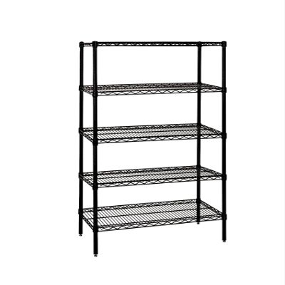 Quantum Storage Systems WR63-2172BK-5 Wire Shelving Starter Kit, 72" W x 21" D x 63" H, 600 lbs Capacity, Carbon Steel, Epoxy Coated, Black, NSF