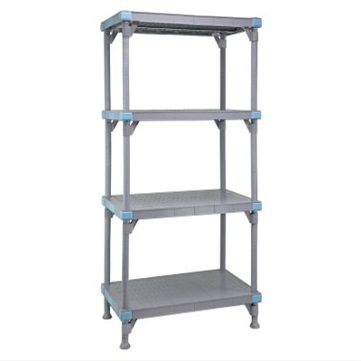 Quantum Storage Systems QP243050SS-4 Millenia Shelving Unit, 30" W x 24" D x 50" H, 2000 lbs Capacity, Polypropylene/ABS, Gray, NSF