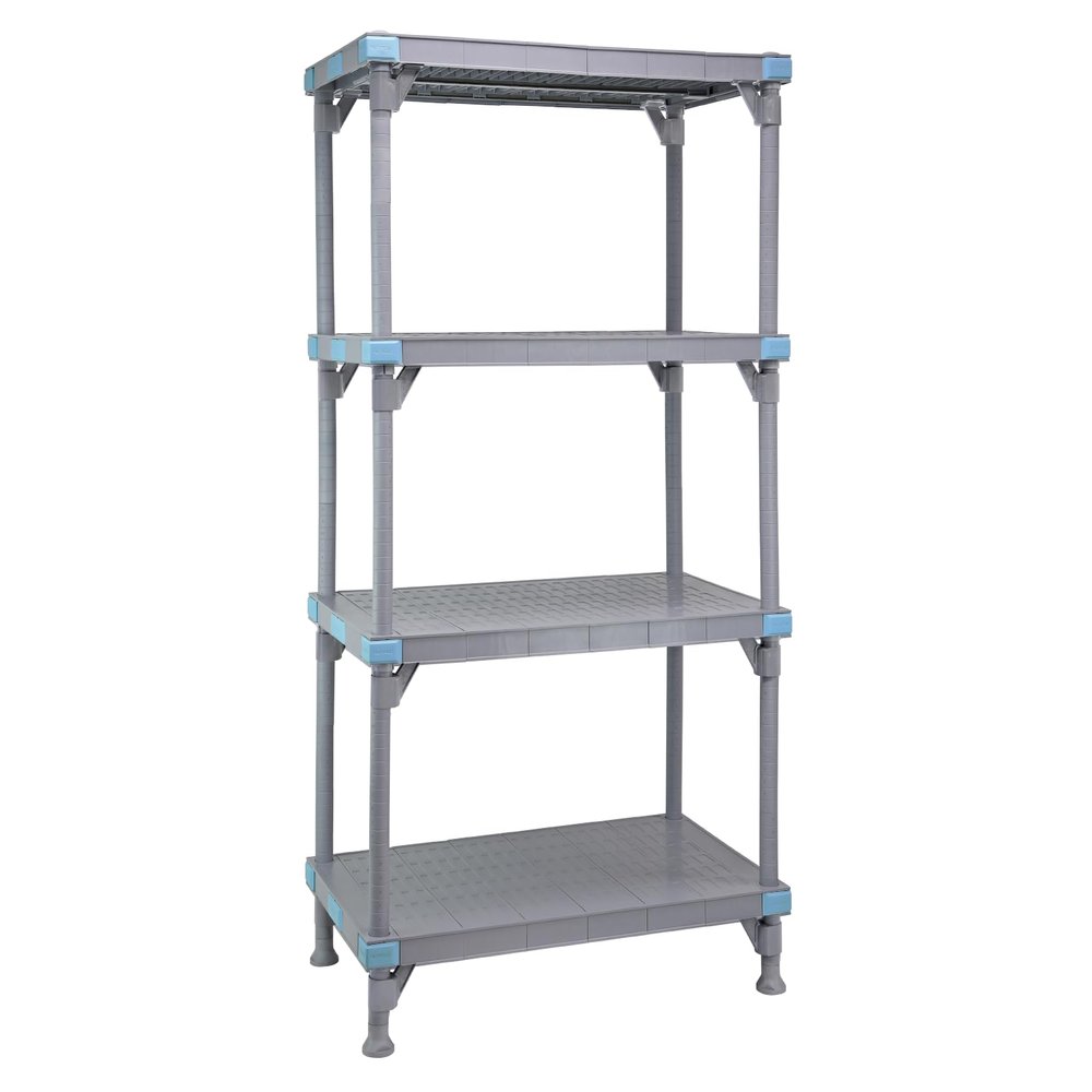Quantum Storage Systems QP243050SS-4 Millenia Shelving Unit, 30" W x 24" D x 50" H, 2000 lbs Capacity, Polypropylene/ABS, Gray, NSF